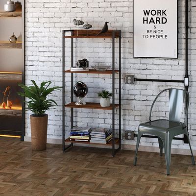 Kit 3 Estantes Multiuso Escritório Industrial 4 Prateleiras Areta 145x60cm C01 Nogal - Lyam Decor