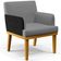 Kit 3 Poltronas Decorativa Sala de Estar Beatriz W01 Linho Cinza Escuro Couríssimo Preto Lyam Decor