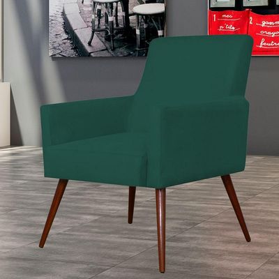 Kit 02 Poltronas Decorativas Para Sala de Estar e Recepção Maria W01 Pés Palito Verde Musgo - Lyam Decor