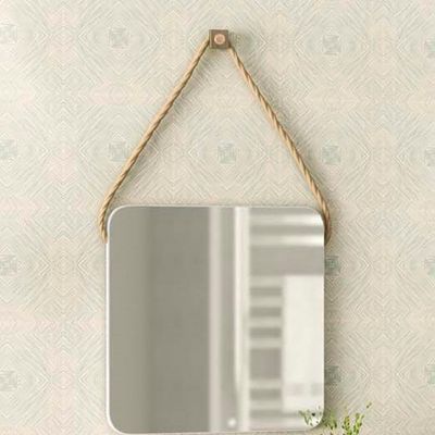 Espelho Para Banheiro 60 cm Quadrado Com Corda Nice B06 Nogal Noce Amêndoa - Lyam Decor