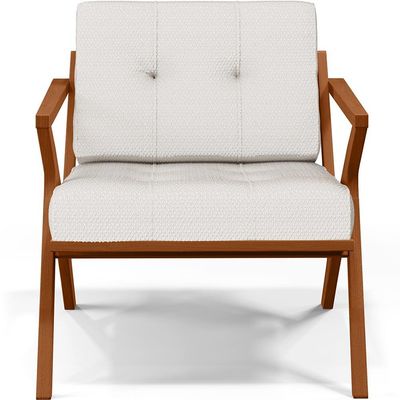 Poltrona Decorativa Sala De Estar Com Cintas De Corano Laís B04 Bouclê Cru - Lyam Decor