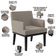 Kit 02 Poltronas Decorativas Sala de Estar Base Preto Beatriz W01 Bouclê Bege - Lyam Decor
