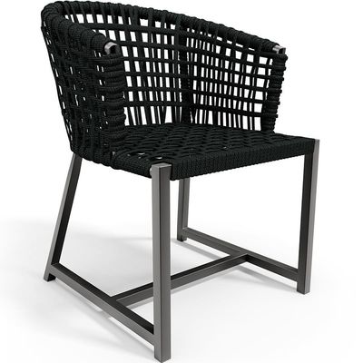 Kit 08 Cadeiras Decorativas Para Área Gourmet Cozinha Corda Náutica Belize D04 Preto - Lyam Decor