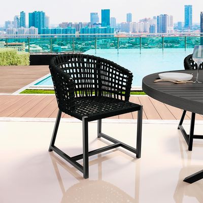 Kit 08 Cadeiras Decorativas Para Área Gourmet Cozinha Corda Náutica Belize D04 Preto - Lyam Decor