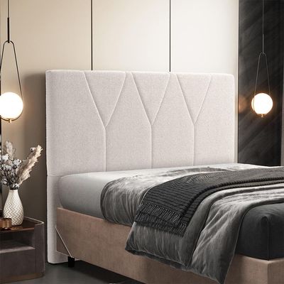 Cabeceira Cama Box Casal King 195 cm Aurora W01 Bouclê Creme - Lyam Decor