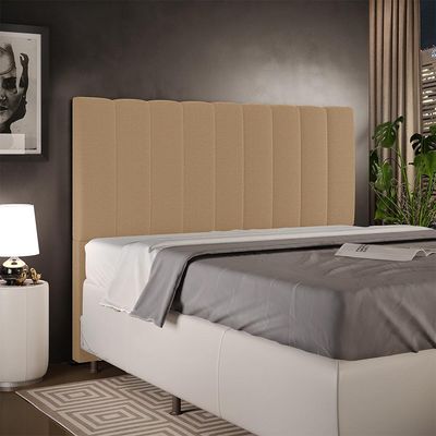 Cabeceira Cama Box Casal Queen 160 cm Dália W01 Bouclê Mostarda - Lyam Decor