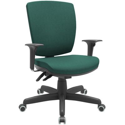Kit 02 Cadeiras de Escritório Diretor Office Giratória Preto Alta Flexi P03 Poliéster Verde - Lyam