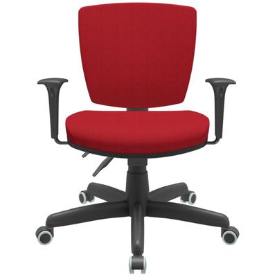 Kit 03 Cadeiras de Escritório Executiva Giratória Preto Baixa Flexi P03 Poliéster Vermelho - Lyam