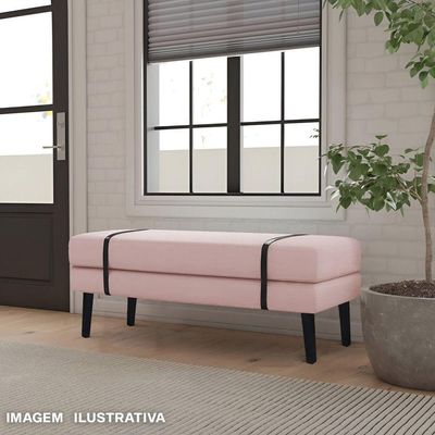 Banco Estofado Viena 1,40m Suede Rosa Bebe - Inova Decorações