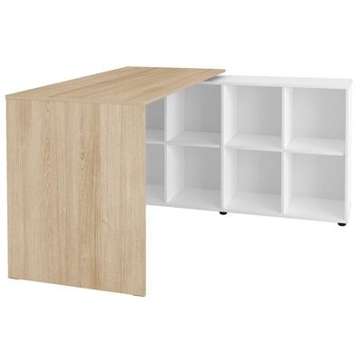 Mesa Para Escritório Escrivaninha Home Office Nero A02 Carvalho Branco - Lyam Decor