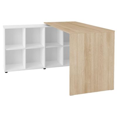 Mesa Para Escritório Escrivaninha Home Office Nero A02 Carvalho Branco - Lyam Decor