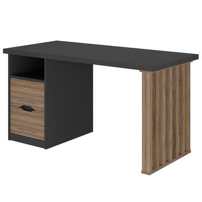 Mesa Para Escritório Escrivaninha Home Office Dora A02 Preto Nogal - Lyam Decor