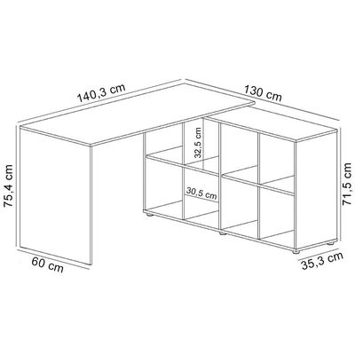 Mesa Para Escritório Escrivaninha Home Office Nero A02 Carvalho Branco - Lyam Decor