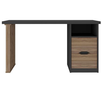 Mesa Para Escritório Escrivaninha Home Office Dora A02 Preto Nogal - Lyam Decor