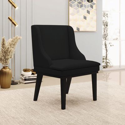 Kit 4 Cadeiras Decorativas Sala de Jantar Base Fixa de Madeira Firenze Linho Preto G19 - Gran Belo