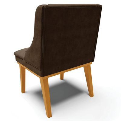 Kit 3 Cadeiras Decorativas Sala de Jantar Base Fixa de Madeira Firenze Suede Marrom/Castanho G19 - Gran Belo