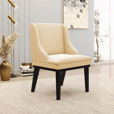 Cadeira Decorativa Sala de Jantar Base Fixa de Madeira Firenze Suede Bege/Preto G19 - Gran Belo