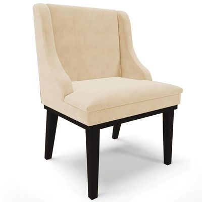 Cadeira Decorativa Sala de Jantar Base Fixa de Madeira Firenze Suede Bege/Preto G19 - Gran Belo