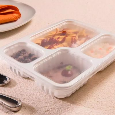 100un Bandeja Refeição com 4 Divisórias 1225ml G324 Branco Freezer Microondas Galvanotek