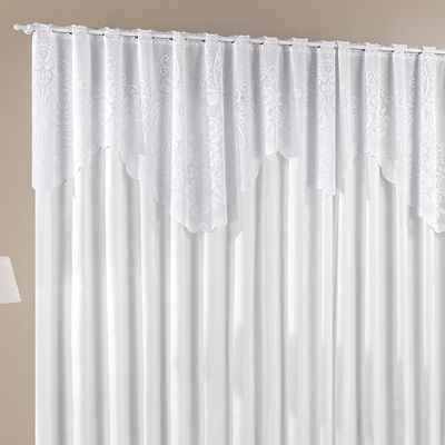 Cortina  Nicole 3 Metros Branca Tecido Microfibra Com Renda Floral Sala Quarto