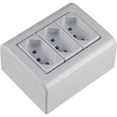 Caixa de Sobrepor com 3 Tomadas 2P+T 20 A 250 V Tramontina LizFlex Branca