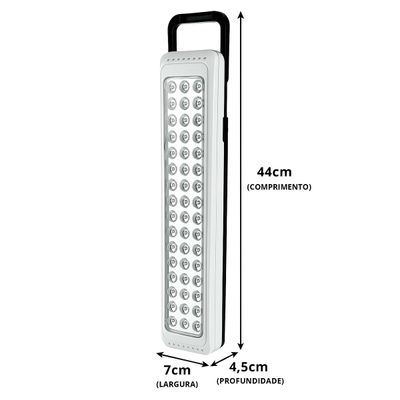 Luminária Lâmpada Emergência 60 LEDs Recarregável Branco
