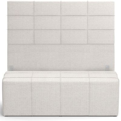 Kit Cabeceira Cama Box King 195cm com Calçadeira Roma W01 Linho Champagne - Lyam
