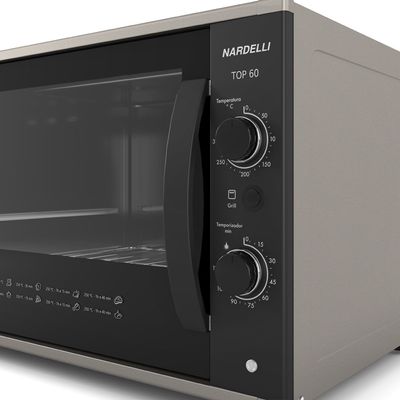Forno Elétrico Top60 Bancada 60 Litros Nardelli BLACK/TITÂNIO / 220v