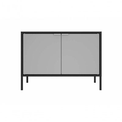 Balcão Baixo Multiúso Itatiaia Smart - 2 Portas - Preto Matte C- Cinza