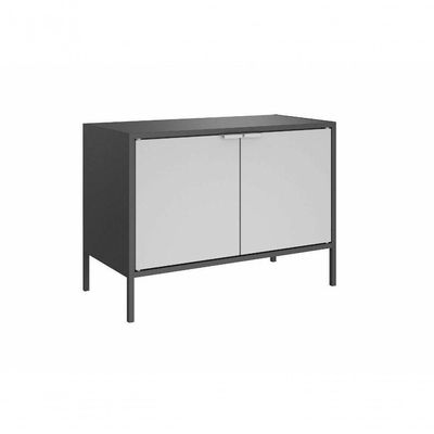 Balcão Baixo Multiúso Itatiaia Smart - 2 Portas - Preto Matte C- Cinza