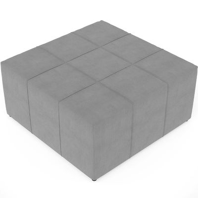 Puff Decorativo Para Sala de Estar Quadrado Milano 90x90cm W01 Suede Cinza - Lyam Decor