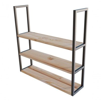 Estante De Madeira Industrial 80Cmcm Preta Para Cozinha