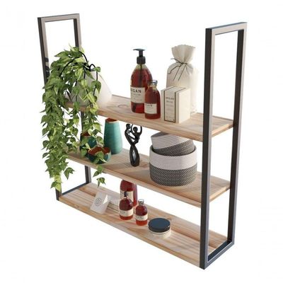 Estante De Madeira Industrial 80Cmcm Preta Para Cozinha