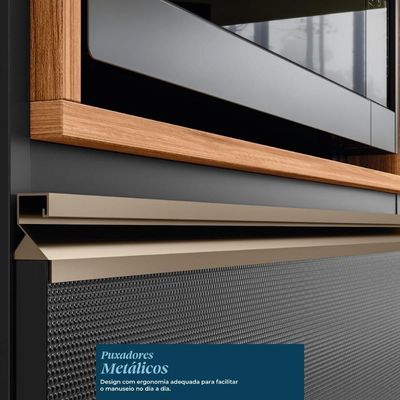 Balcão De Cozinha Proença 80cm 1 Porta E 1 Gaveta Nogueira Touch-carbono Com Tampo Mdf - Demartêz
