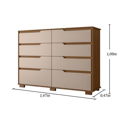 Comoda Casal Quarto Georgia 8 Gavetas Carvalho-fendi - Moval