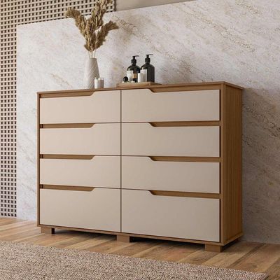 Comoda Casal Quarto Georgia 8 Gavetas Carvalho-fendi - Moval