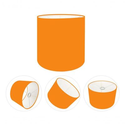 Cúpula Abajur E Luminária Cilíndrica Vivare Cp-7005 ø18x18cm - Bocal Nacional Laranja