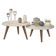 Conjunto Mesa De Centro E Mesa De Apoio Grazi - Pés De Madeira Off White - J3 Móveis