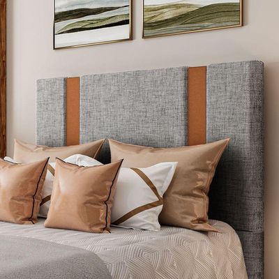 Cabeceira Estofada King 195 Cm Ametista Linho Cinza