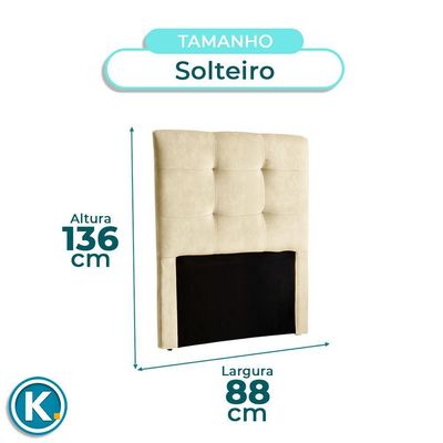 Cabeceira Estofada Solteiro Alice Nature Veludo Perola 88x136