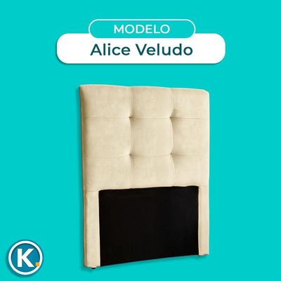 Cabeceira Estofada Solteiro Alice Nature Veludo Perola 88x136