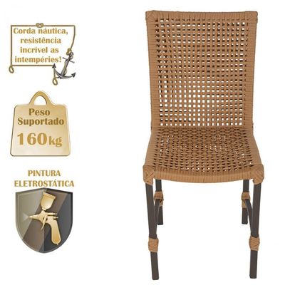 Mesa Ascoli 120 Cm Com 6 Cadeiras Cannes De Alumínio Trama Terra Cota