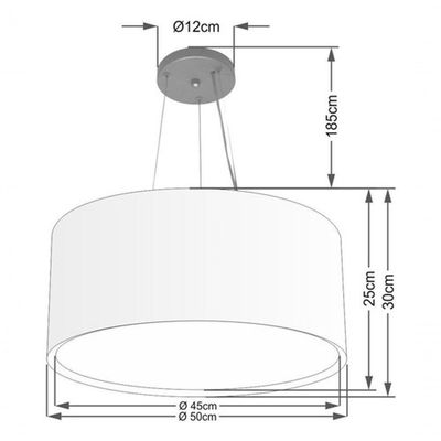 Lustre Pendente Cilíndrico Duplo Md-4300 Cúpula Em Tecido 50x30cm Preto - Bivolt