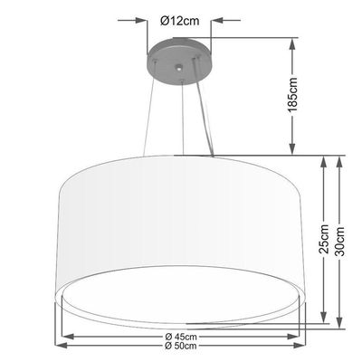 Lustre Pendente Cilíndrico Duplo Md-4300 Cúpula Em Tecido 50x30cm Preto - Bivolt