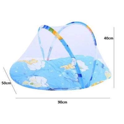 Berco Mosquiteiro Cama Bebe Colchonete Tenda Portatil Travesseiro Cercadinho Dobravel Colchao Almofada Fofo Azul