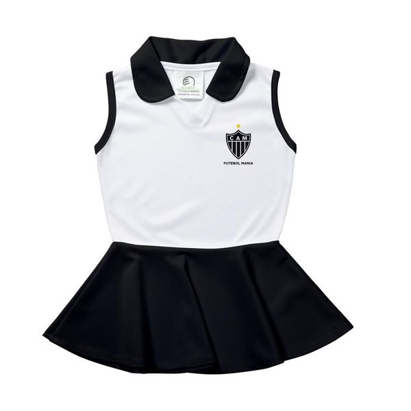 Vestido Bebê Atlético MG Polo Oficial - Torcida Baby G / Branco / Preto Vestido Bebê Atlético MG Polo Oficial - Torcida Baby G / Branco / Preto