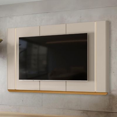 Painel Para TV 75 Pol Com LED 240cm Elysia L05 Tauari Off White Fosco - Lyam Decor