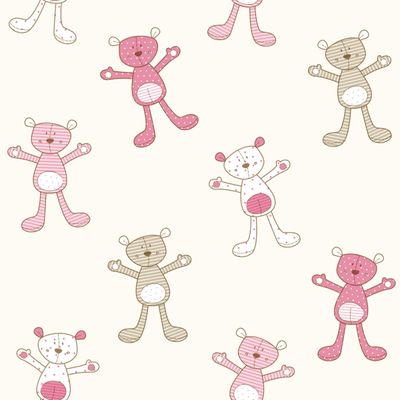 Papel de Parede Fofura Baby Ursinhos Rosa e Marrom FF4051