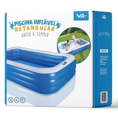Piscina Inflável Retangular Azul 540 Litros Pvc Vg+
