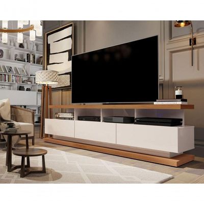 Rack Para Tv Vivare Off White Com Freijó - Germai Móveis